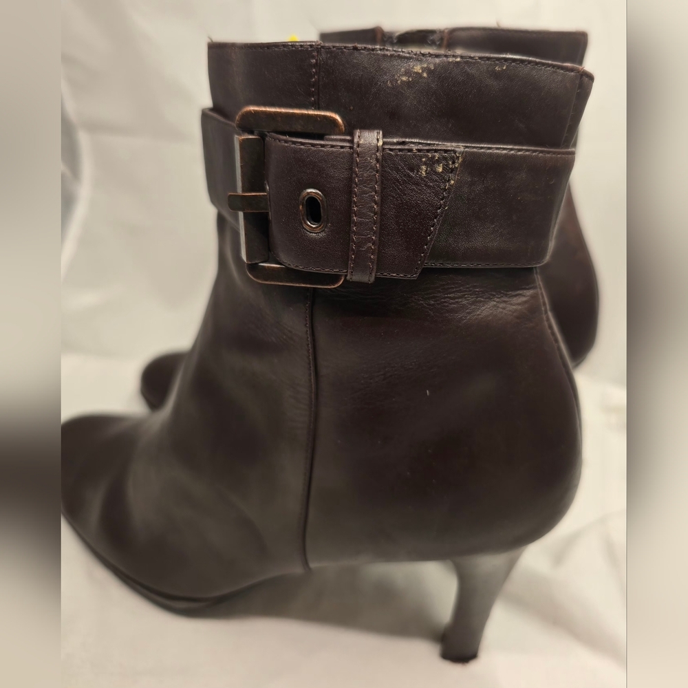 Alfani Dark Brown Leather Ankle Boots with Buckle 7 1/2 - Picture 2 of 11